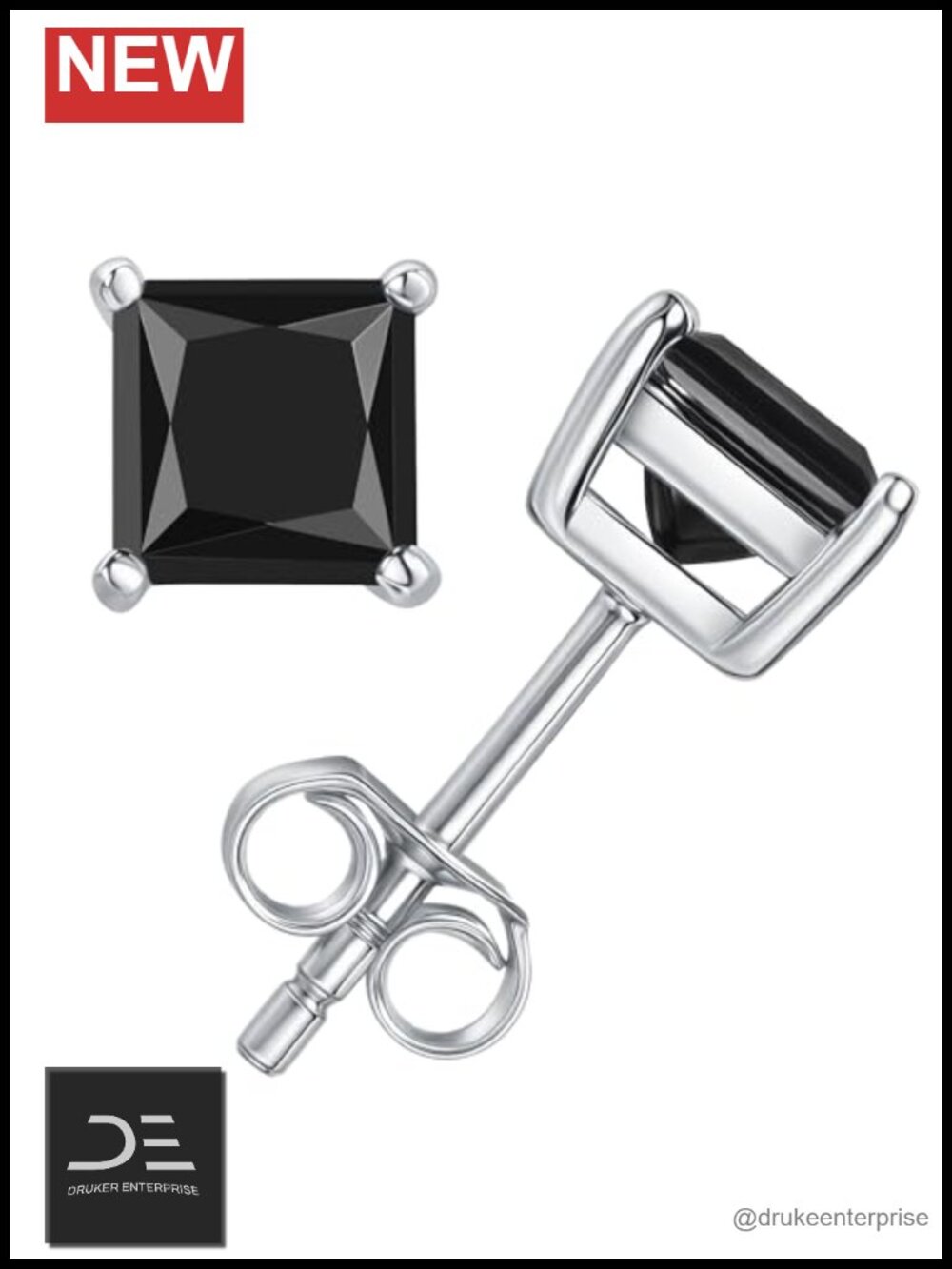Moissanite Stud Earrings 925 Sterling Silver Princess Cut 1 Carat
